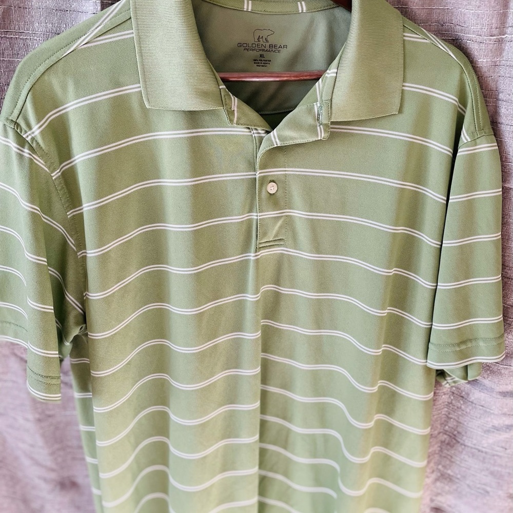 Men’s Green Golden Bear  polo dress shirt -XL